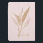 Personalisiertes Elegantes Gold Botanische Linie R iPad Pro Cover<br><div class="desc">Dieses zarte botanische Design zeichnet sich durch fein gezeichnet goldene Blätter vor einem weichen, rot-rosa Hintergrund aus und schafft eine raffinierte und zeitlose Ästhetik. Inspiriert durch die Eleganz der Natur und die minimalistische Linienkunst, ist dieses Design perfekt für diejenigen, die raffinierte Einfachheit mit einer Touch von Luxus schätzen. Die dezente,...</div>