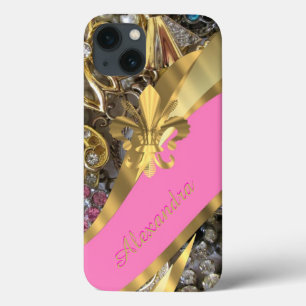 Personalisiertes elegantes Gold und rosa Klingeltö Case-Mate iPhone Hülle