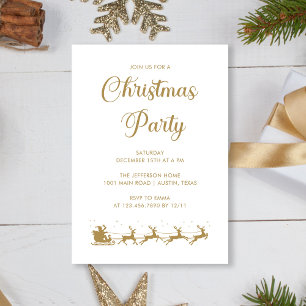 Personalisiertes elegantes Gold Weißes Weihnachtsf Einladung