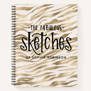 Personalisiertes elegantes Gold White Girly Sketch Notizbuch