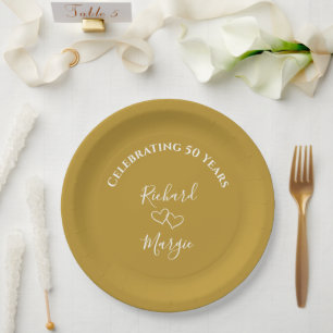 Personalisiertes elegantes Golden 50-jähriges Part Pappteller