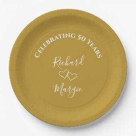 Personalisiertes elegantes Golden 50-jähriges Part Pappteller