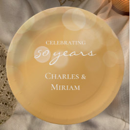 Personalisiertes elegantes Golden 50-jähriges Part Pappteller