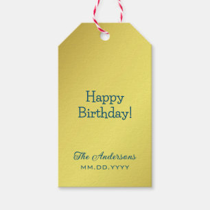 Personalisiertes elegantes Golden Yellow Happy Geb Geschenkanhänger