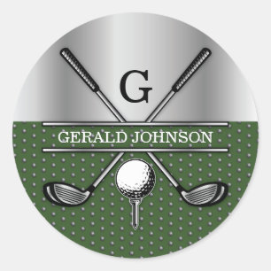 Personalisiertes elegantes Golf-Monogramm-Logo Runder Aufkleber
