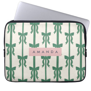 Personalisiertes Elegantes Grünes Schleifenband-Mu Laptopschutzhülle