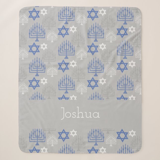 Personalisiertes elegantes Hanukkah Urlaubsmuster Sherpadecke (Vorderseite)