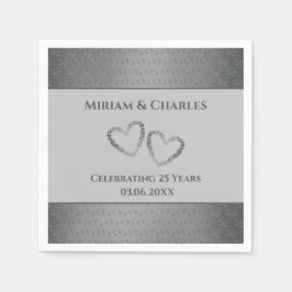 Personalisiertes Elegantes Herz Silber 25 Jahre Ju Serviette