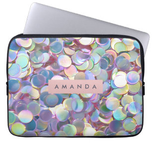 Personalisiertes Elegantes Irisierendes Konfetti Laptopschutzhülle