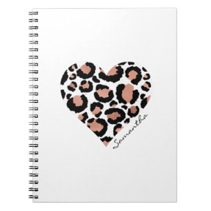 Personalisiertes Elegantes Leopardenmuster Herz Notizblock