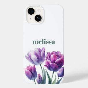 Personalisiertes elegantes lila Monogramm Case-Mate iPhone 14 Hülle
