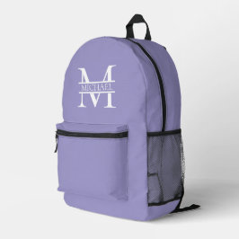 Personalisiertes elegantes Lila Monogramm und Name Bedruckter Rucksack