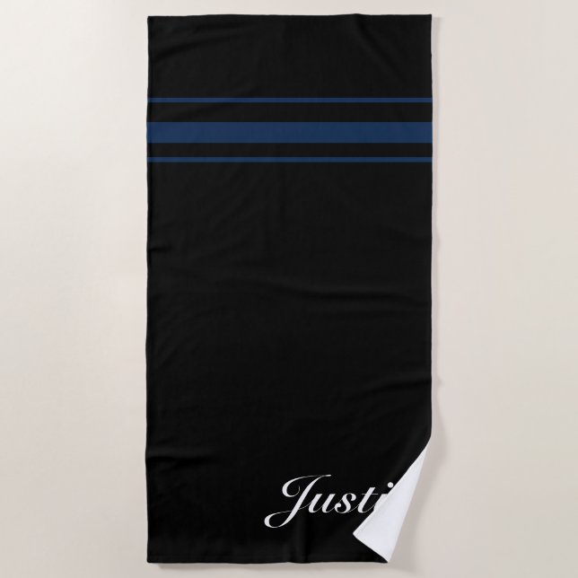 Personalisiertes elegantes Marineblau  Strandtuch (Vorderseite)