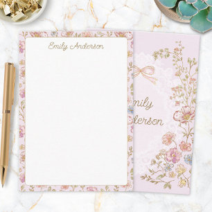 Personalisiertes Elegantes Monogramm Hübsche Blume Mitteilungskarte