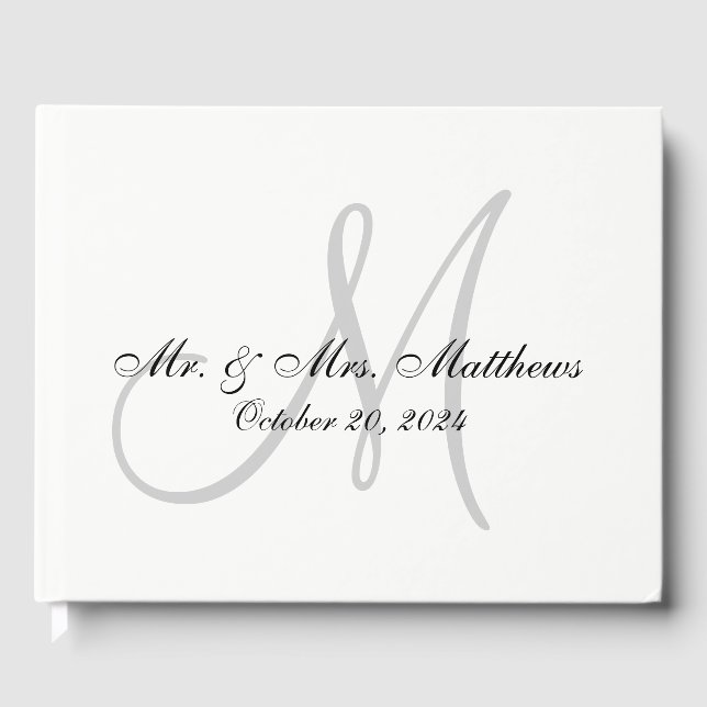 Personalisiertes elegantes Monogramm mit Foto-Hoch Gästebuch (Vorderseite)
