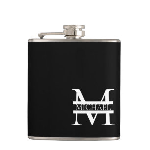 Personalisiertes elegantes Monogramm und Name Flachmann