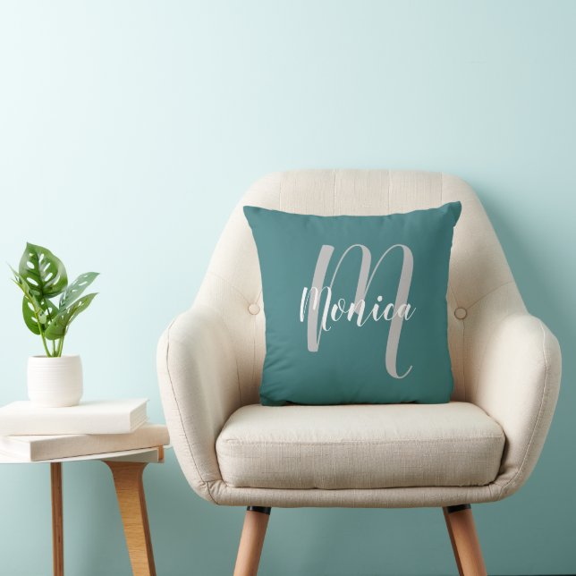 Personalisiertes elegantes Monogramm und Name Kissen (Stuhl )