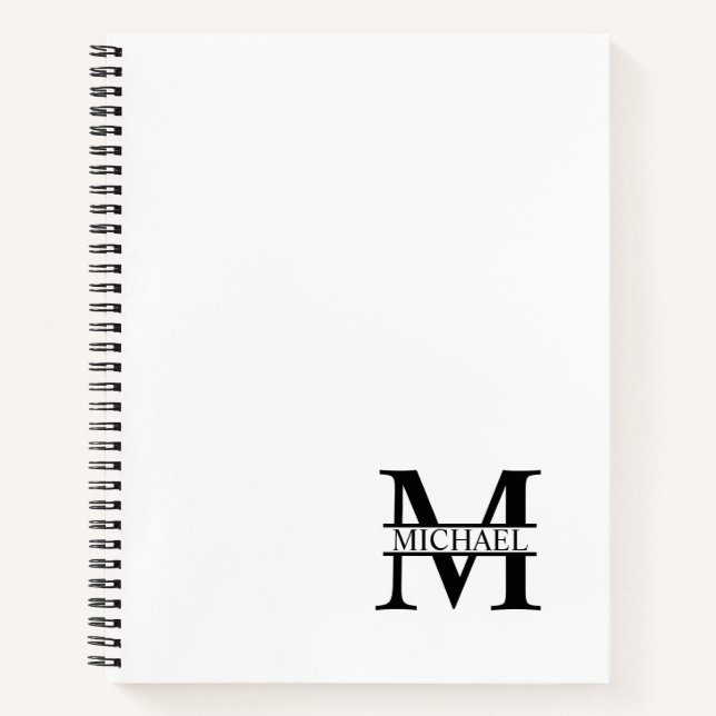 Personalisiertes elegantes Monogramm und Name Notizbuch (Vorderseite)