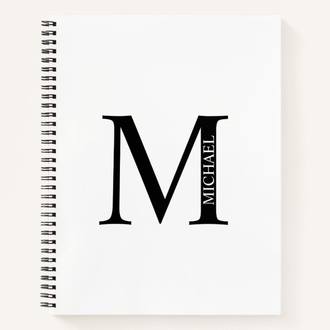Personalisiertes elegantes Monogramm und NamensNot Notizbuch (Vorderseite)