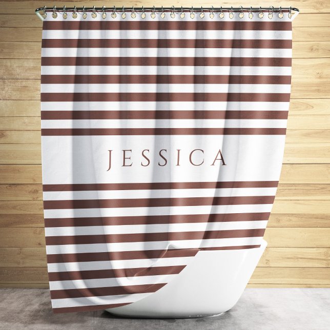 Personalisiertes elegantes Muster für braune Strei Duschvorhang (Personalized Elegant Brown Stripes Pattern Shower Curtain)