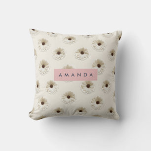 Personalisiertes elegantes neutrales Daisy-Muster Kissen