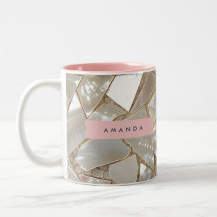 Personalisiertes Elegantes Pastell aus Perlenmosai Zweifarbige Tasse