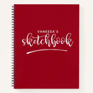 Personalisiertes elegantes Red Sketchbook Notebook Notizbuch