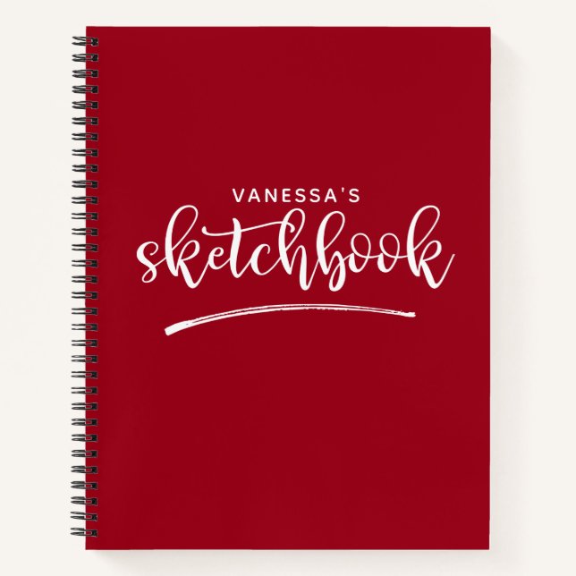 Personalisiertes elegantes Red Sketchbook Notebook Notizbuch (Vorderseite)