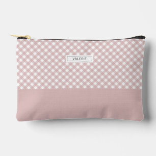 Personalisiertes elegantes, rosa Kariertes Muster Zubehörtasche