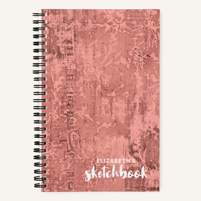 Personalisiertes elegantes rosa Sketchbook - Ihr N Notizbuch (Vorderseite)