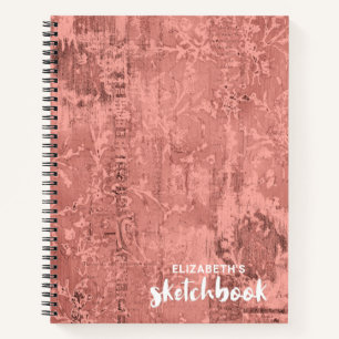 Personalisiertes elegantes rosa Sketchbook Ihr Nam Notizbuch
