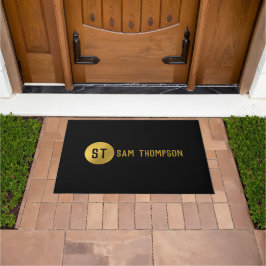 Personalisiertes elegantes Schwarz & Gold Modernes Fußmatte