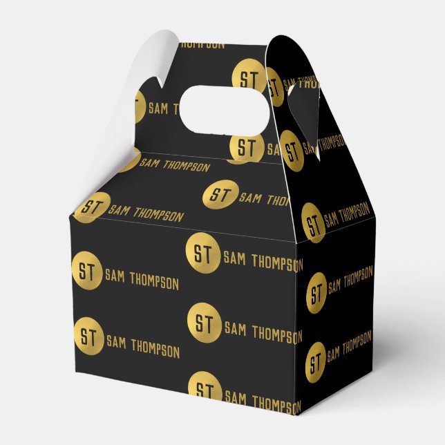 Personalisiertes elegantes Schwarz & Gold Modernes Geschenkschachtel (Vorderseite)