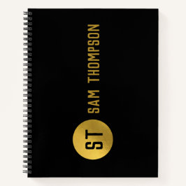 Personalisiertes elegantes Schwarz & Gold Modernes Notizbuch