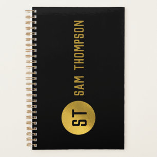 Personalisiertes elegantes Schwarz & Gold Modernes Planer
