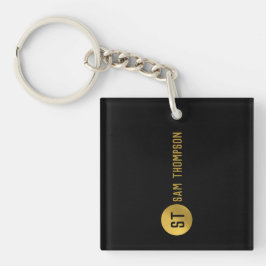 Personalisiertes elegantes Schwarz & Gold Modernes Schlüsselanhänger