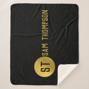 Personalisiertes elegantes Schwarz & Gold Modernes Sherpadecke