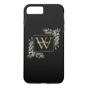Personalisiertes Elegantes Schwarz-Gold-Monogramm Case-Mate iPhone Hülle