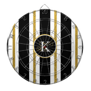 Personalisiertes Elegantes Schwarz & Gold Streifen Dartscheibe