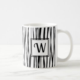 Personalisiertes, elegantes Schwarzes Skript Monog Kaffeetasse