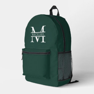 Personalisiertes elegantes Smaragdgrünes Monogramm Bedruckter Rucksack
