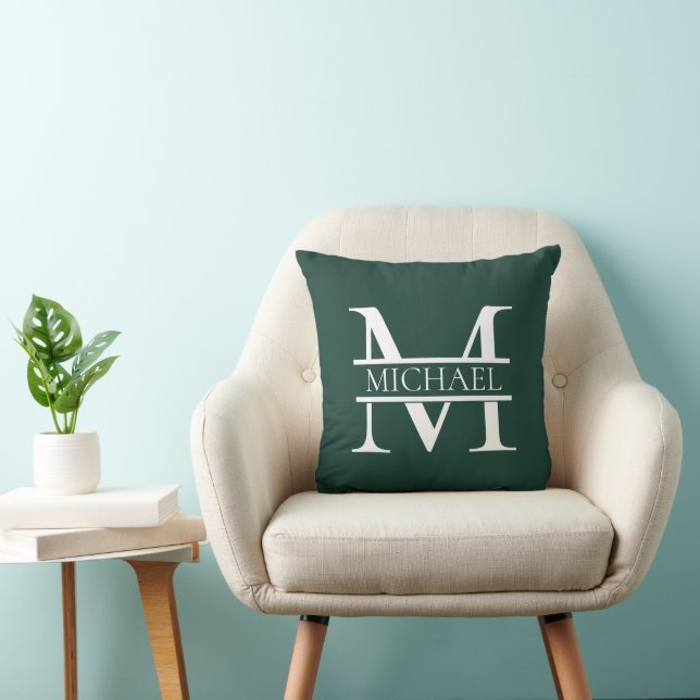 Personalisiertes elegantes Smaragdgrünes Monogramm Kissen (Stuhl )