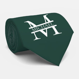 Personalisiertes elegantes Smaragdgrünes Monogramm Krawatte