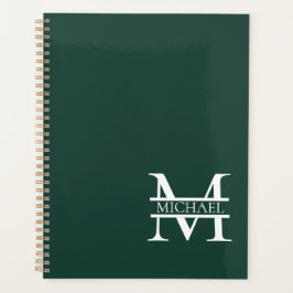 Personalisiertes elegantes Smaragdgrünes Monogramm Planer