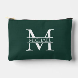 Personalisiertes elegantes Smaragdgrünes Monogramm Zubehörtasche
