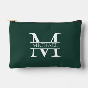 Personalisiertes elegantes Smaragdgrünes Monogramm Zubehörtasche