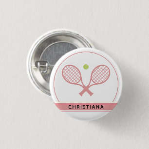 Personalisiertes Elegantes Tennis Racket und Ball Button