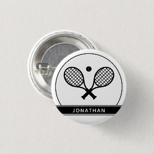 Personalisiertes Elegantes Tennis Racket und Ball  Button