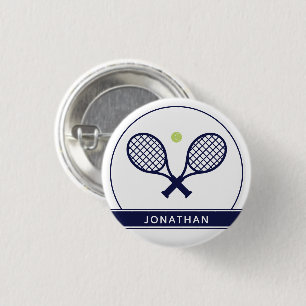 Personalisiertes Elegantes Tennis Racket und Ball  Button