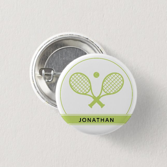 Personalisiertes Elegantes Tennis Racket und Ball  Button (Vorne & Hinten)